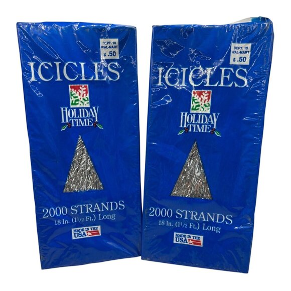 Holiday Time Icicles Vintage 2000 Strands 18" Christmas Tinsel Garland USA Made - Picture 1 of 5